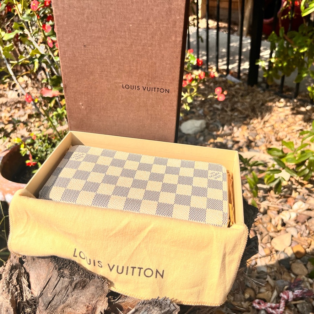 LOUIS VUITTON Azure Damier Zippy Wallet Long Purse N60012 LV